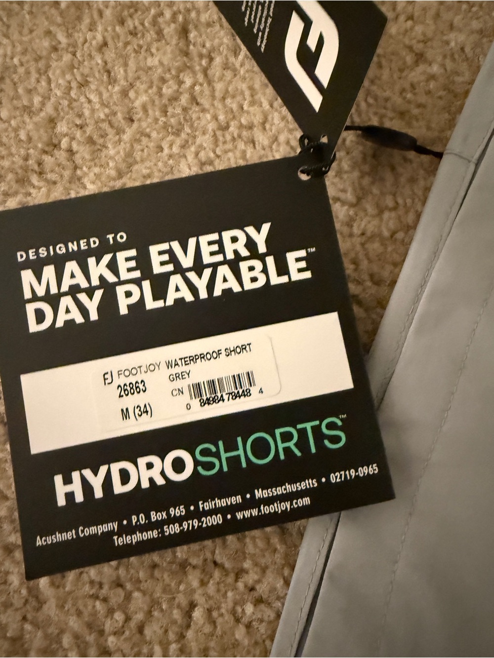 FootJoy Men's NWT Hydro Light Gray Performance Shorts Size 34 - Picture 5 of 6